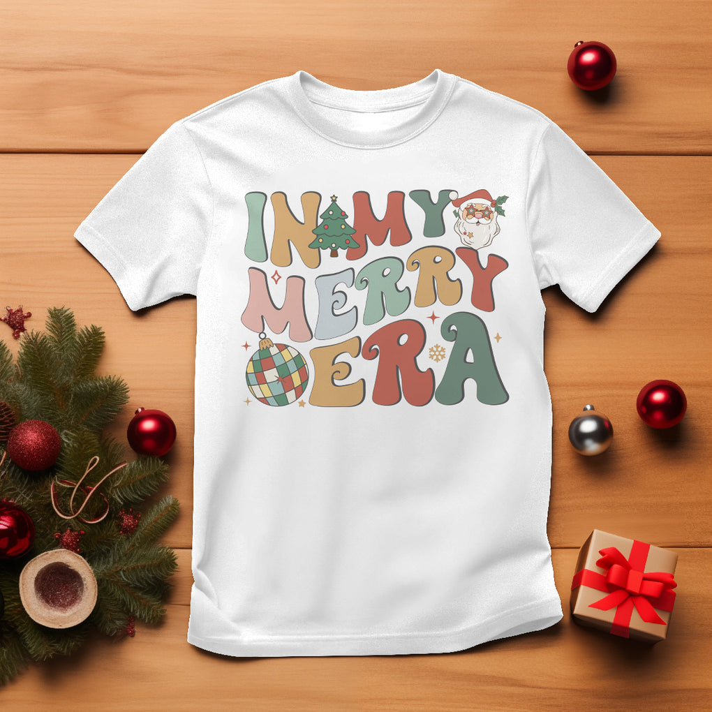 In My Merry Era Retro Groovy Christmas Santa Disco Ball T Shirt TS09 White Printyourwear