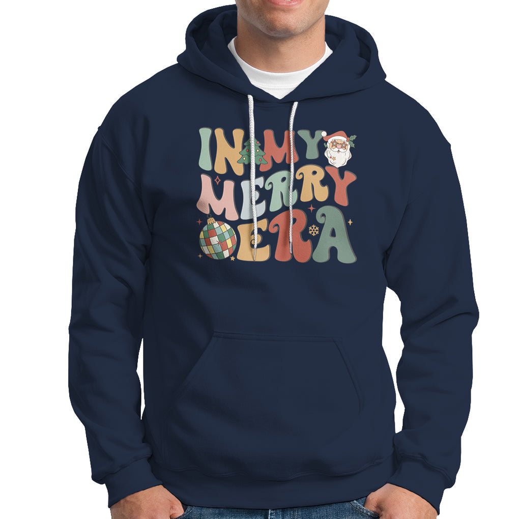 In My Merry Era Retro Groovy Christmas Santa Disco Ball Hoodie TS09 Navy Printyourwear