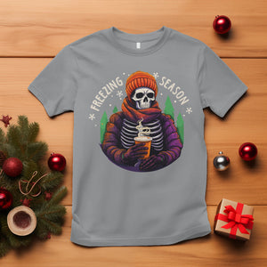 Freezing Season Christmas Skeleton Chillin' Hot Cocoa T Shirt TS09 Sport Gray Printyourwear