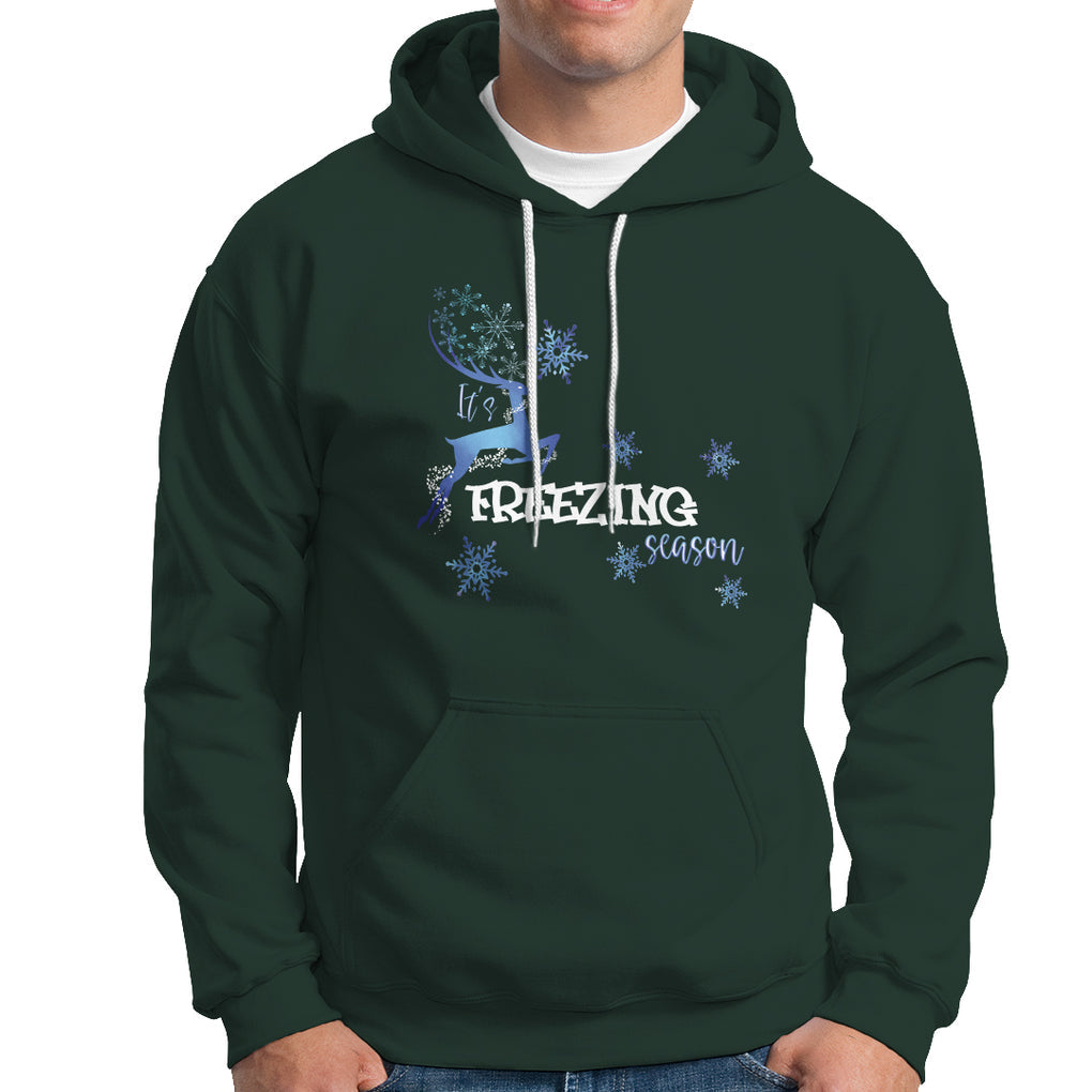 Freezing Season Christmas Reindeer Snowflake Hoodie TS09 Dark Forest Green Printyourwear