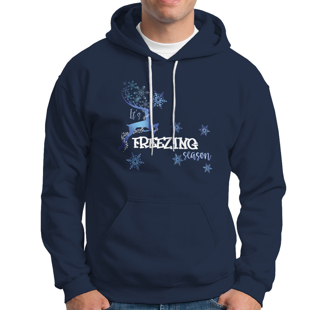 Freezing Season Christmas Reindeer Snowflake Hoodie TS09 Navy Printyourwear