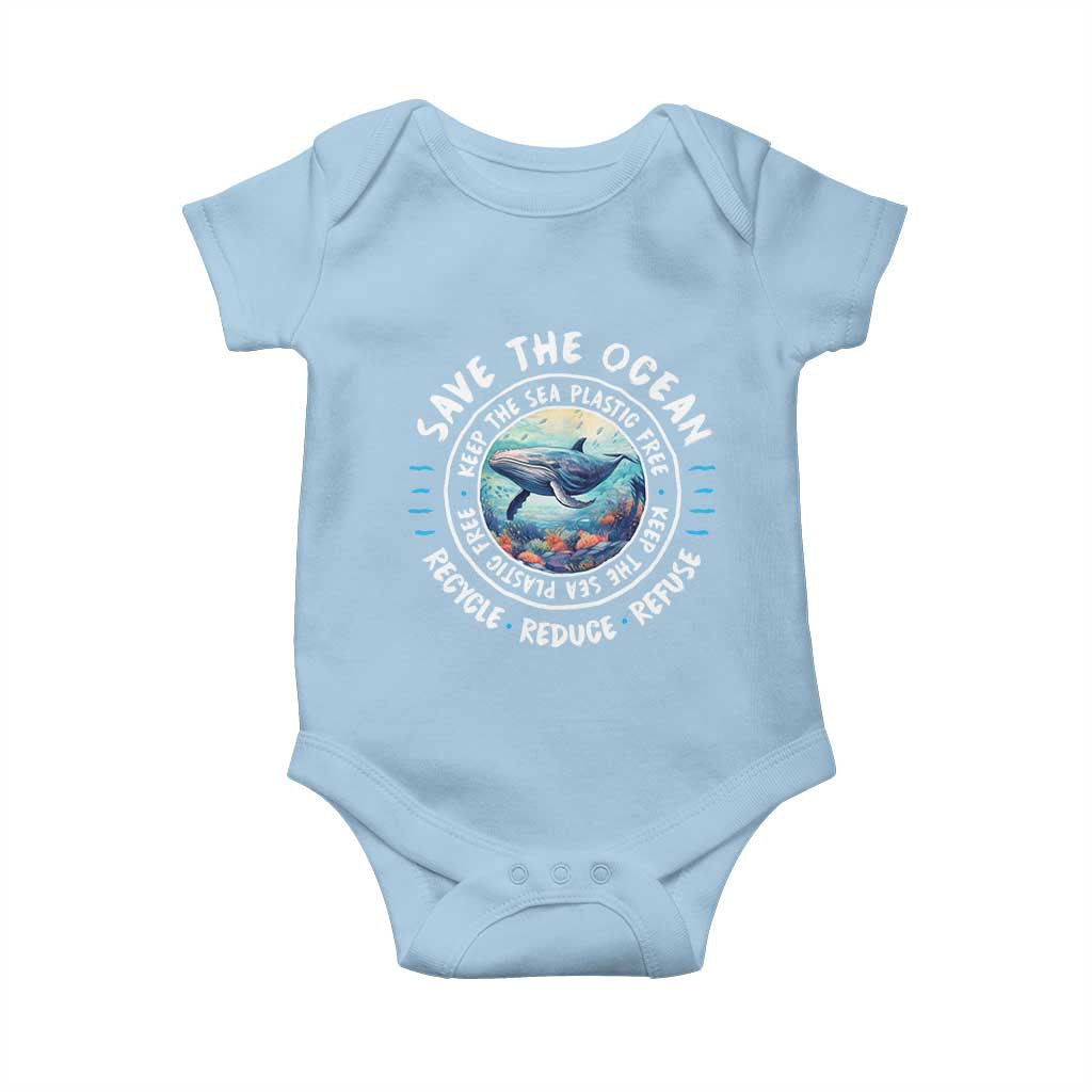 Earth Day Save The Ocean Humpback Whale Baby Onesie TS09 Light Blue Print Your Wear