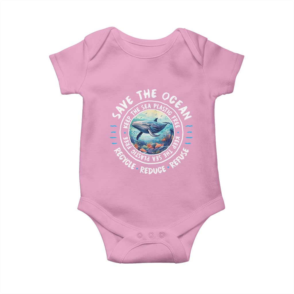 Earth Day Save The Ocean Humpback Whale Baby Onesie TS09 Light Pink Print Your Wear