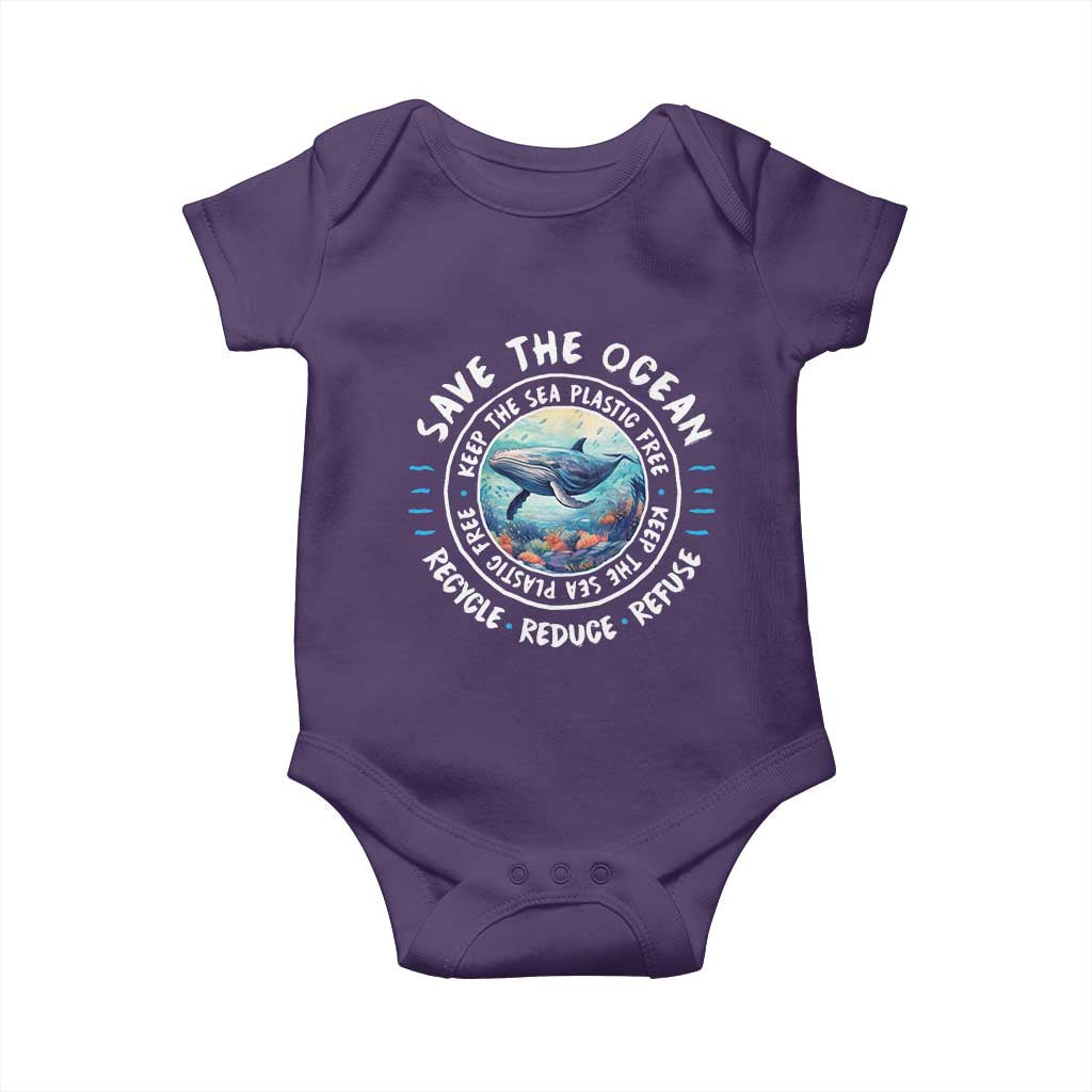 Earth Day Save The Ocean Humpback Whale Baby Onesie TS09 Purple Print Your Wear