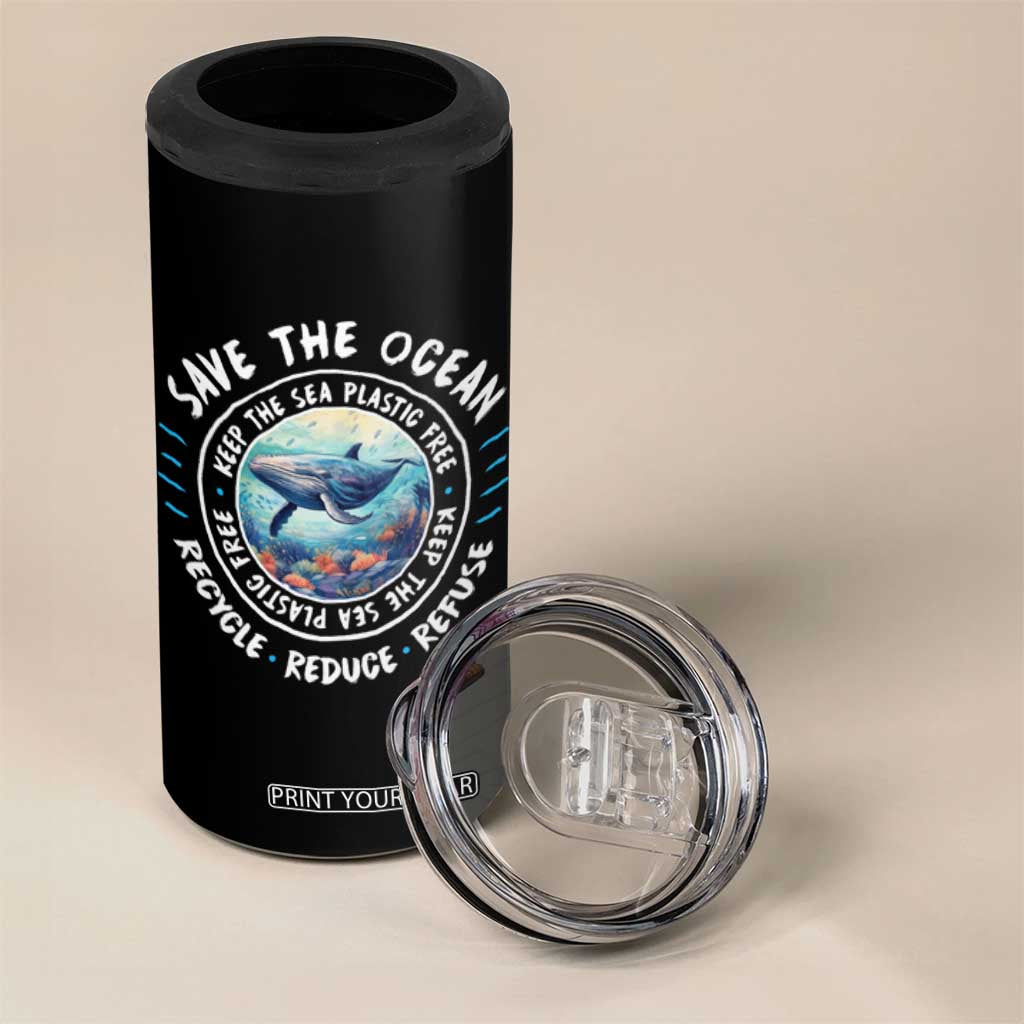 Earth Day Save The Ocean Humpback Whale 4 in 1 Can Cooler Tumbler TS09 Print Your Wear