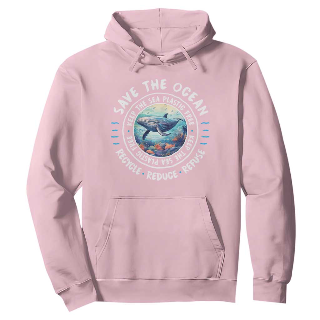 Earth Day Save The Ocean Humpback Whale Hoodie TS09 Light Pink Print Your Wear