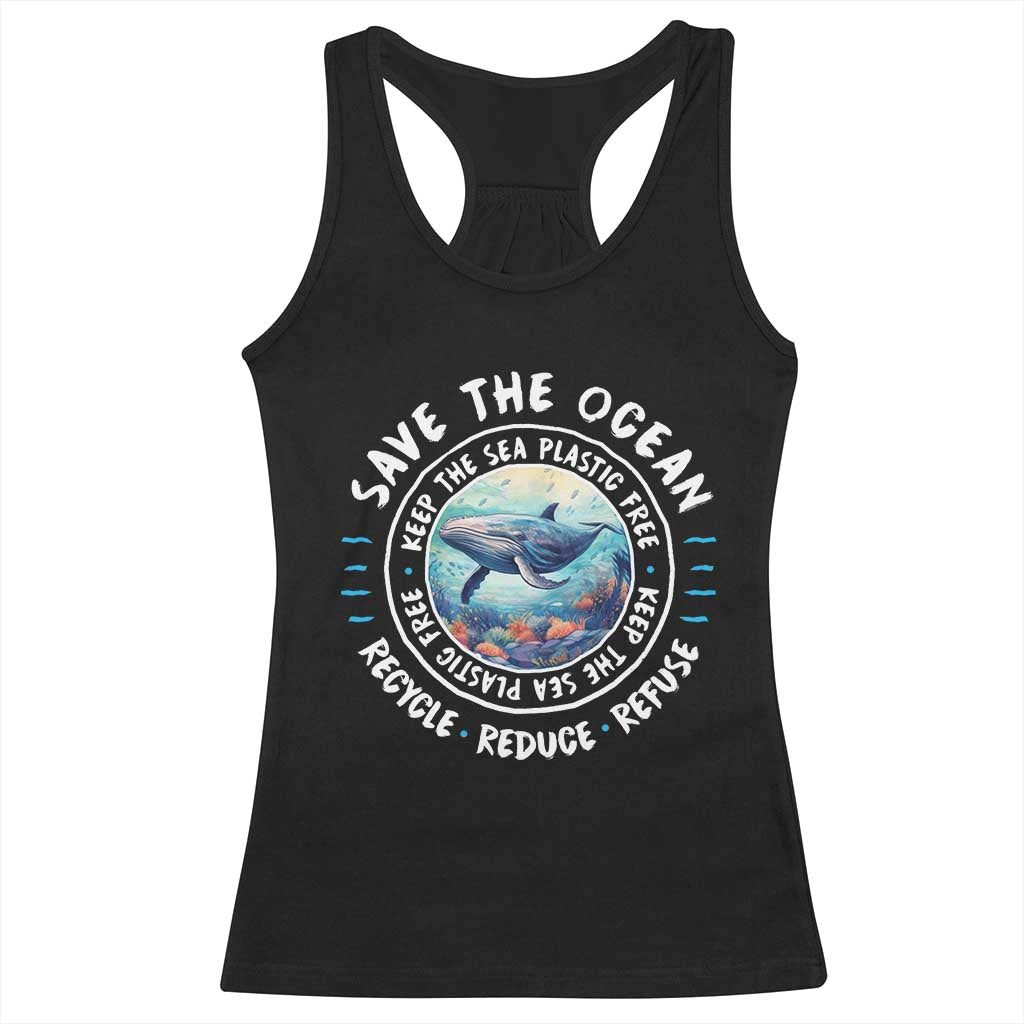Earth Day Save The Ocean Humpback Whale Racerback Tank Top TS09 Black Print Your Wear
