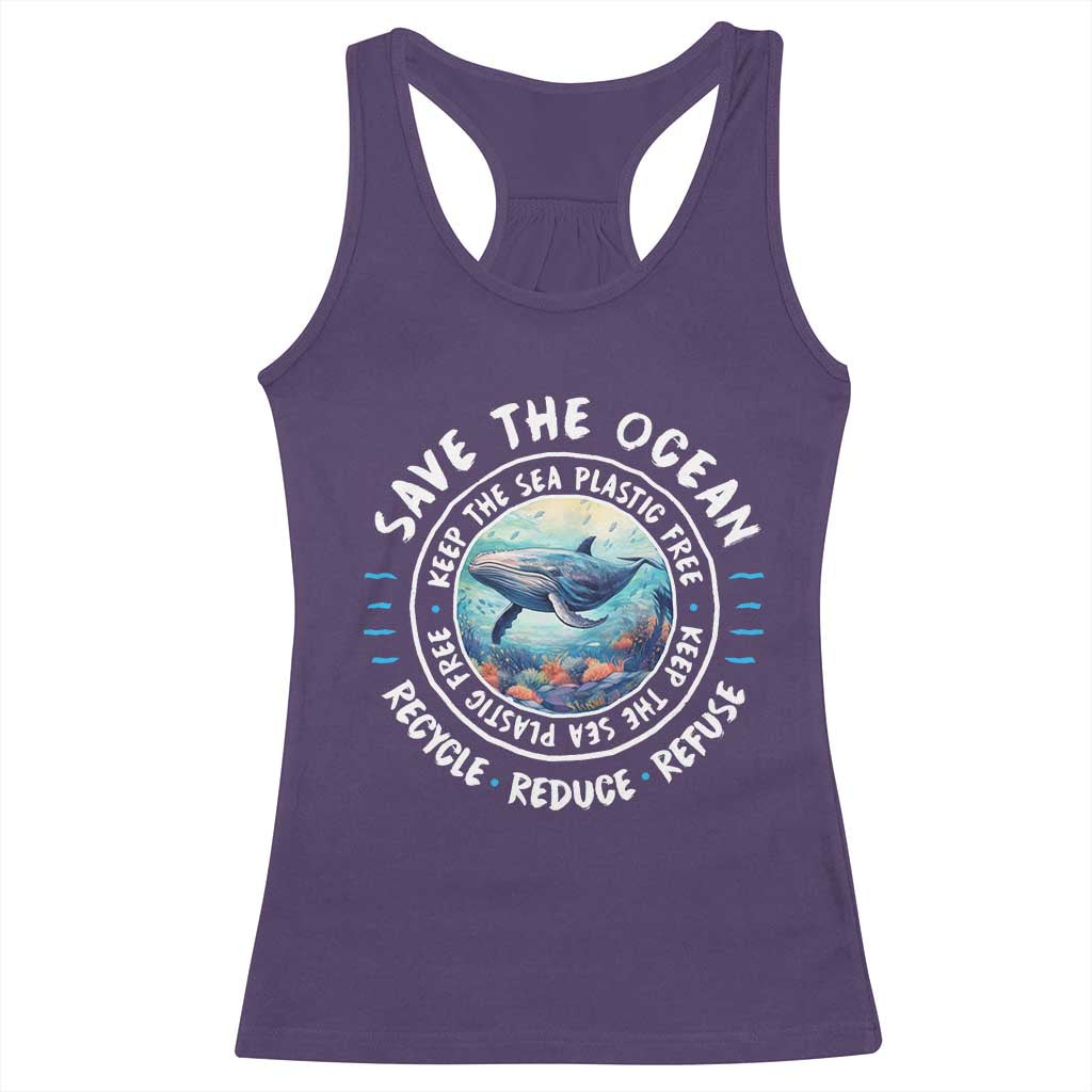 Earth Day Save The Ocean Humpback Whale Racerback Tank Top TS09 Purple Print Your Wear