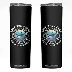 Earth Day Save The Ocean Humpback Whale Skinny Tumbler TS09 Black Print Your Wear