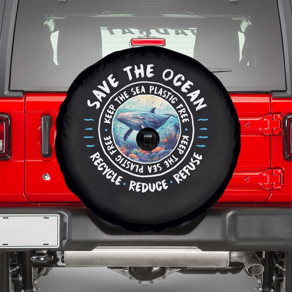 Earth Day Save The Ocean Humpback Whale Spare Tire Cover TS09 Black Print Your Wear