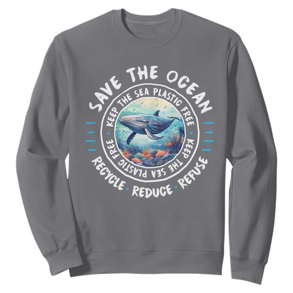 Earth Day Save The Ocean Humpback Whale Sweatshirt TS09 Charcoal Print Your Wear