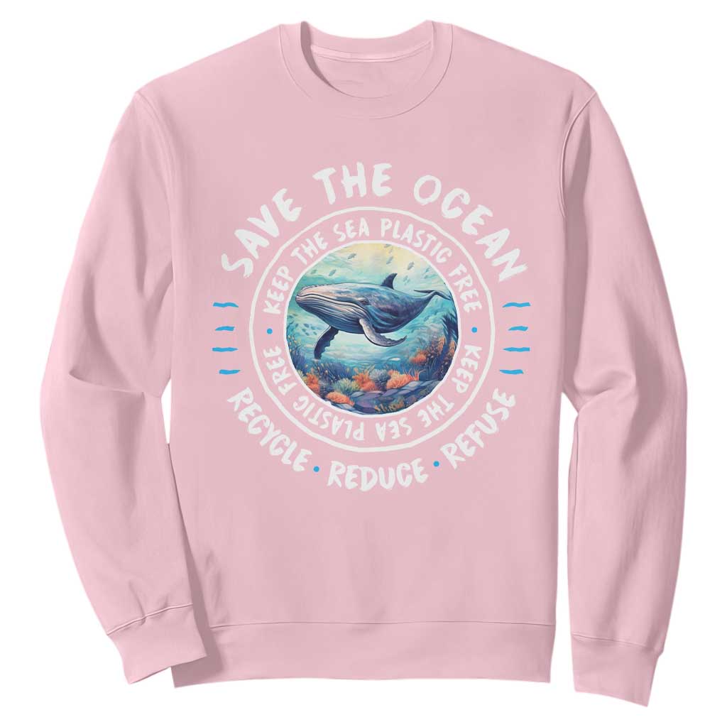 Earth Day Save The Ocean Humpback Whale Sweatshirt TS09 Light Pink Print Your Wear
