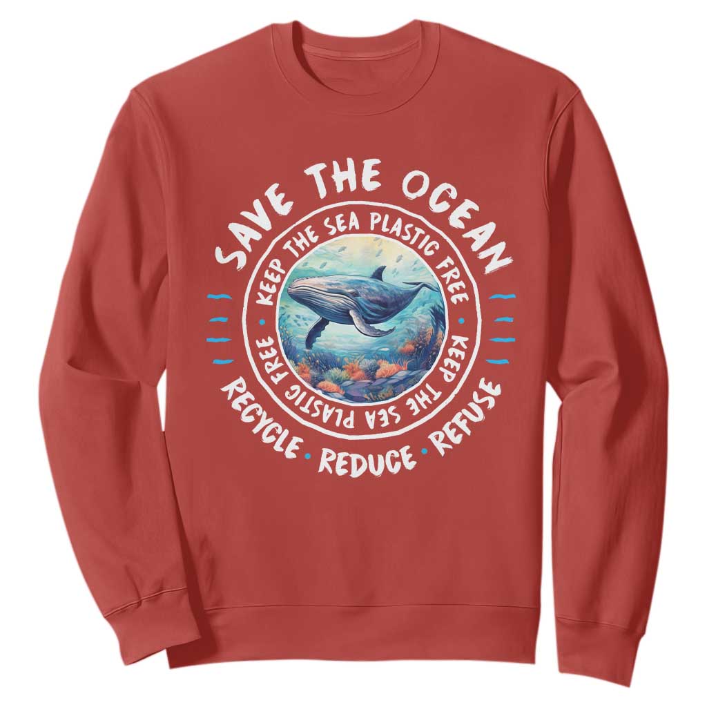 Earth Day Save The Ocean Humpback Whale Sweatshirt TS09 Red Print Your Wear