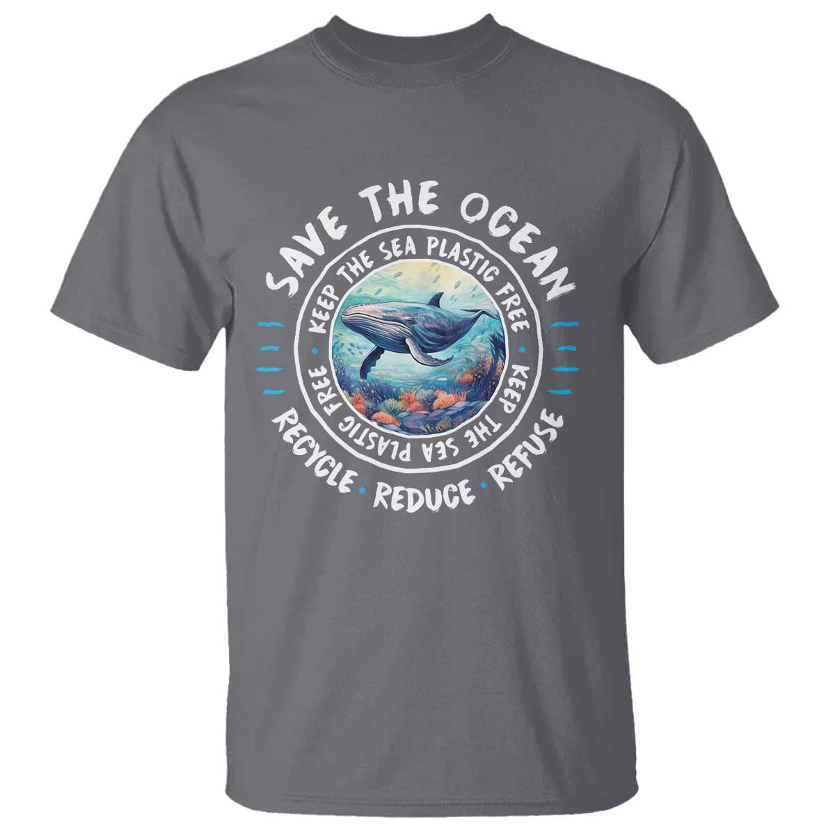 Earth Day Save The Ocean Humpback Whale T Shirt TS09 Charcoal Print Your Wear