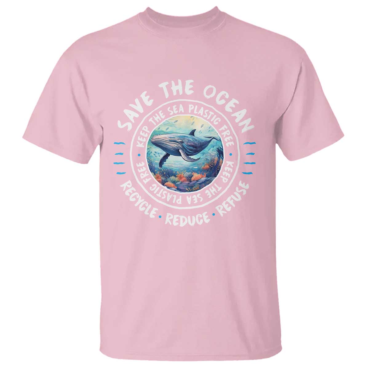 Earth Day Save The Ocean Humpback Whale T Shirt TS09 Light Pink Print Your Wear