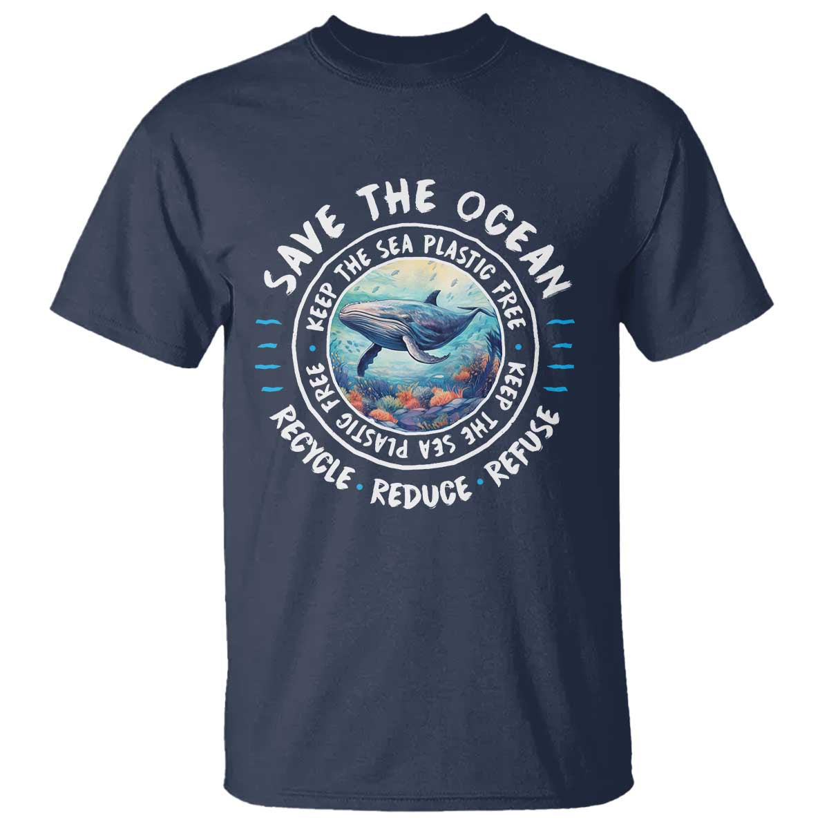 Earth Day Save The Ocean Humpback Whale T Shirt TS09 Navy Print Your Wear