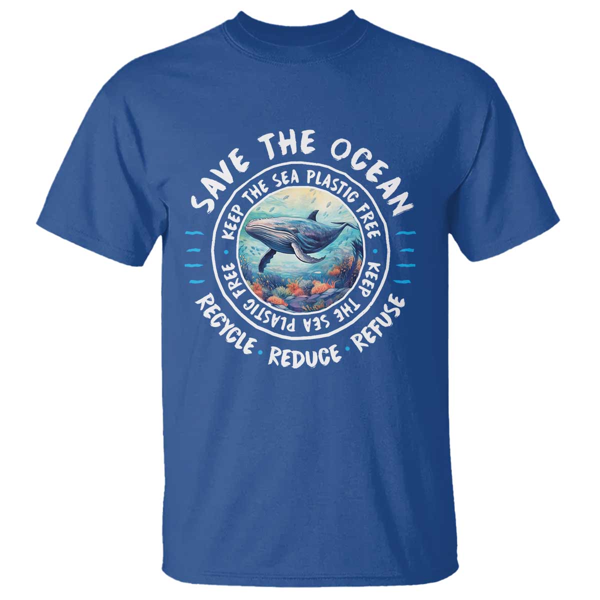Earth Day Save The Ocean Humpback Whale T Shirt TS09 Royal Blue Print Your Wear