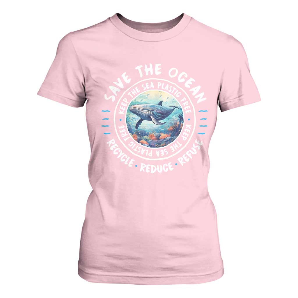 Earth Day Save The Ocean Humpback Whale T Shirt For Women TS09 Light Pink Print Your Wear