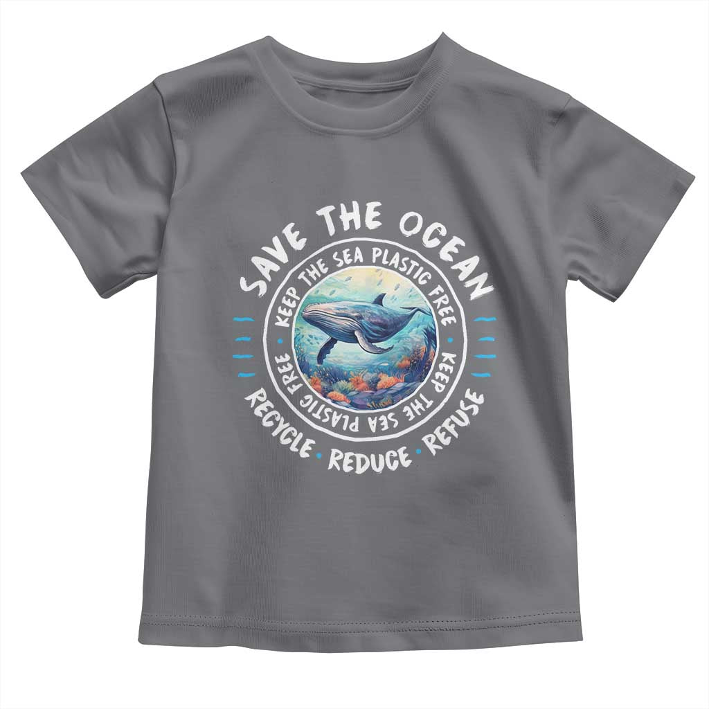 Earth Day Save The Ocean Humpback Whale Toddler T Shirt TS09 Charcoal Print Your Wear