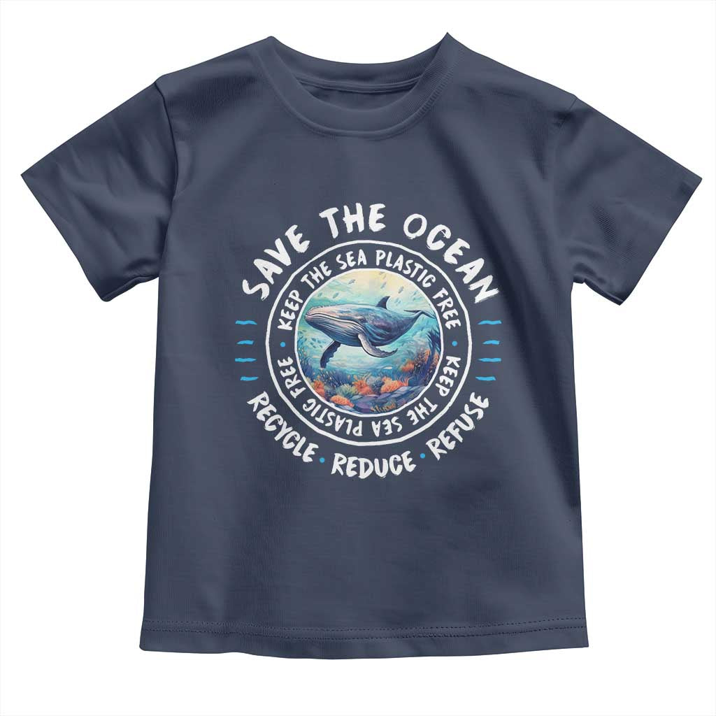 Earth Day Save The Ocean Humpback Whale Toddler T Shirt TS09 Navy Print Your Wear