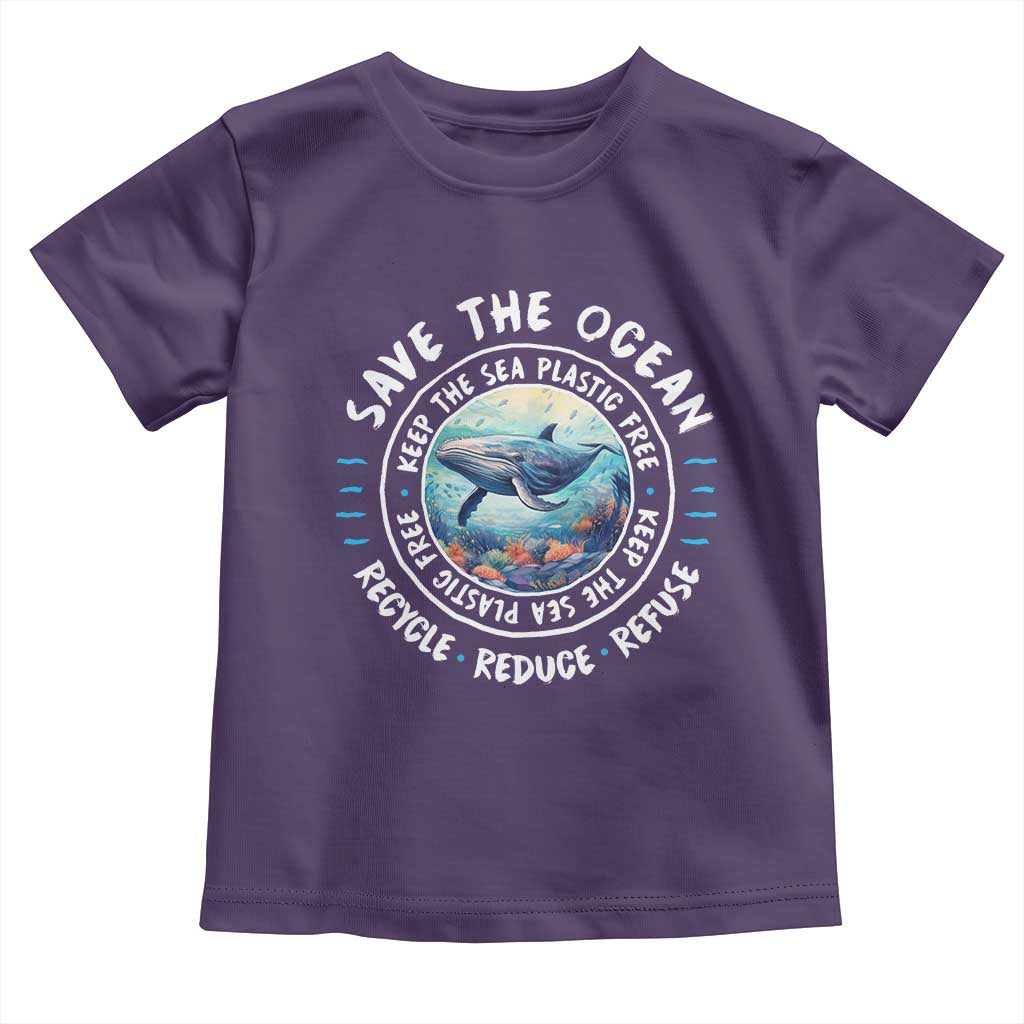 Earth Day Save The Ocean Humpback Whale Toddler T Shirt TS09 Purple Print Your Wear
