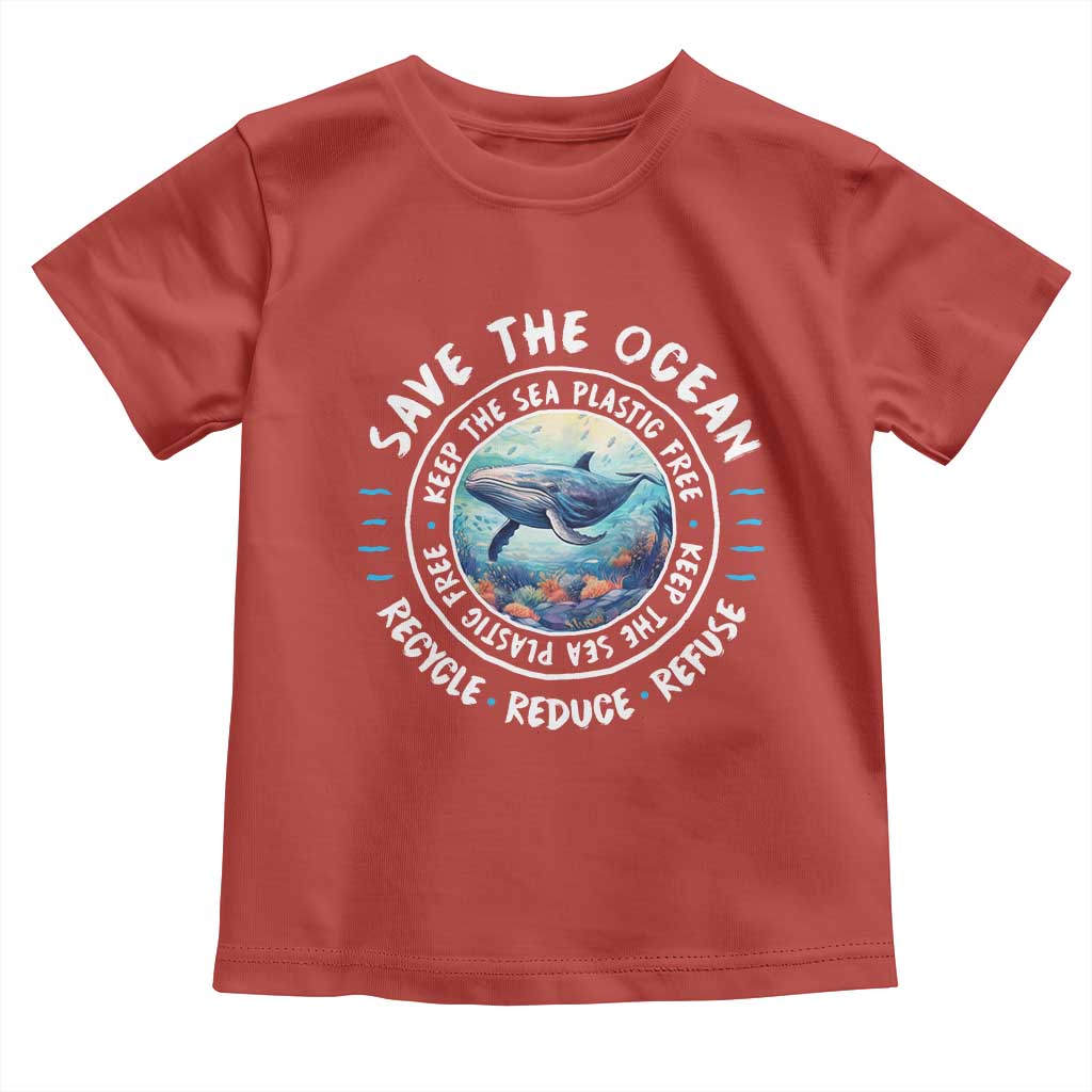 Earth Day Save The Ocean Humpback Whale Toddler T Shirt TS09 Red Print Your Wear