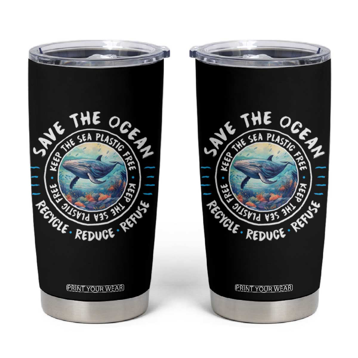 Earth Day Save The Ocean Humpback Whale Tumbler Cup TS09 Black Print Your Wear