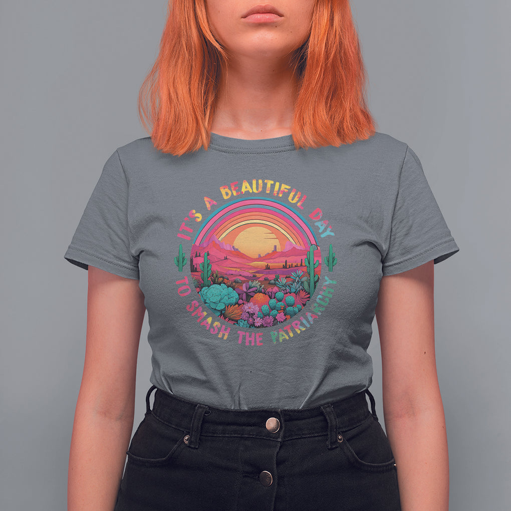 Feminist T Shirt For Women It's A Beautiful Day To Smash The Patriarchy Rainbow TS09 Charcoal Printyourwear