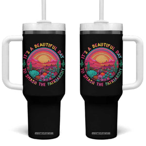 Feminist Tumbler With Handle It's A Beautiful Day To Smash The Patriarchy Rainbow TS09 One Size: 40 oz Black Print Your Wear