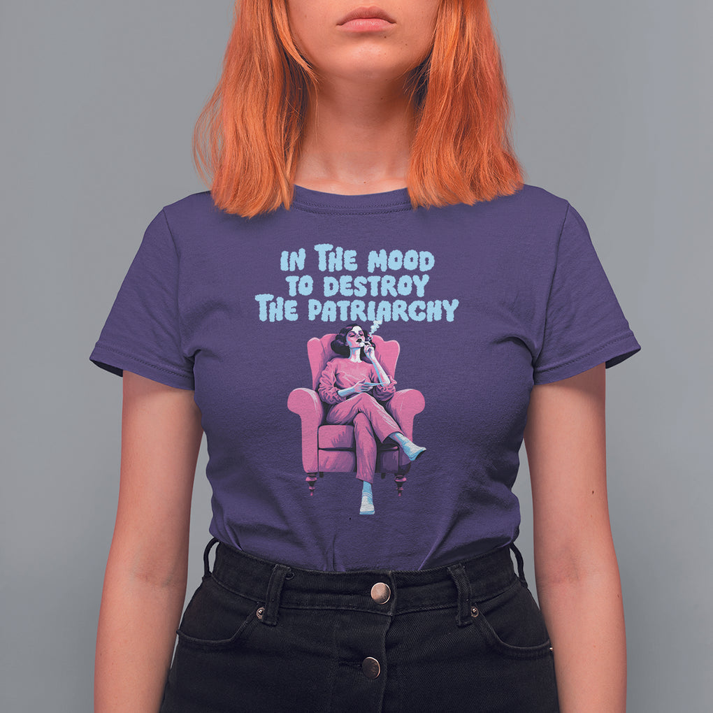 Feminist T Shirt For Women In A Mood To Destroy The Patriarchy Cool Women Smoking TS09 Purple Printyourwear