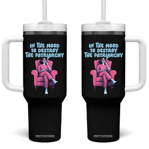 Feminist Tumbler With Handle In A Mood To Destroy The Patriarchy Cool Women Smoking TS09 One Size: 40 oz Black Print Your Wear