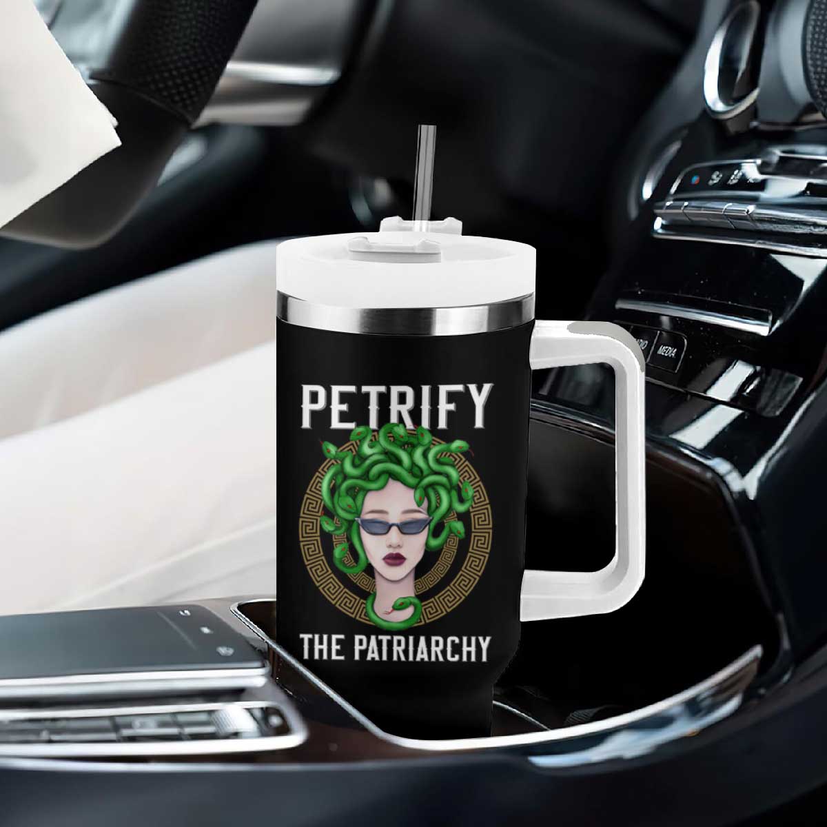 Feminist Tumbler With Handle Petrify The Patriarchy Women's Rights Feminism TS09 Print Your Wear