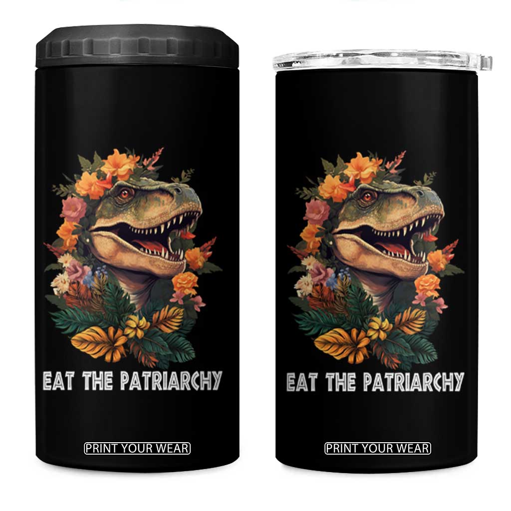 Eat The Patriarchy Feminist Dinosaur 4 in 1 Can Cooler Tumbler TS09 One Size: 16 oz Black Print Your Wear