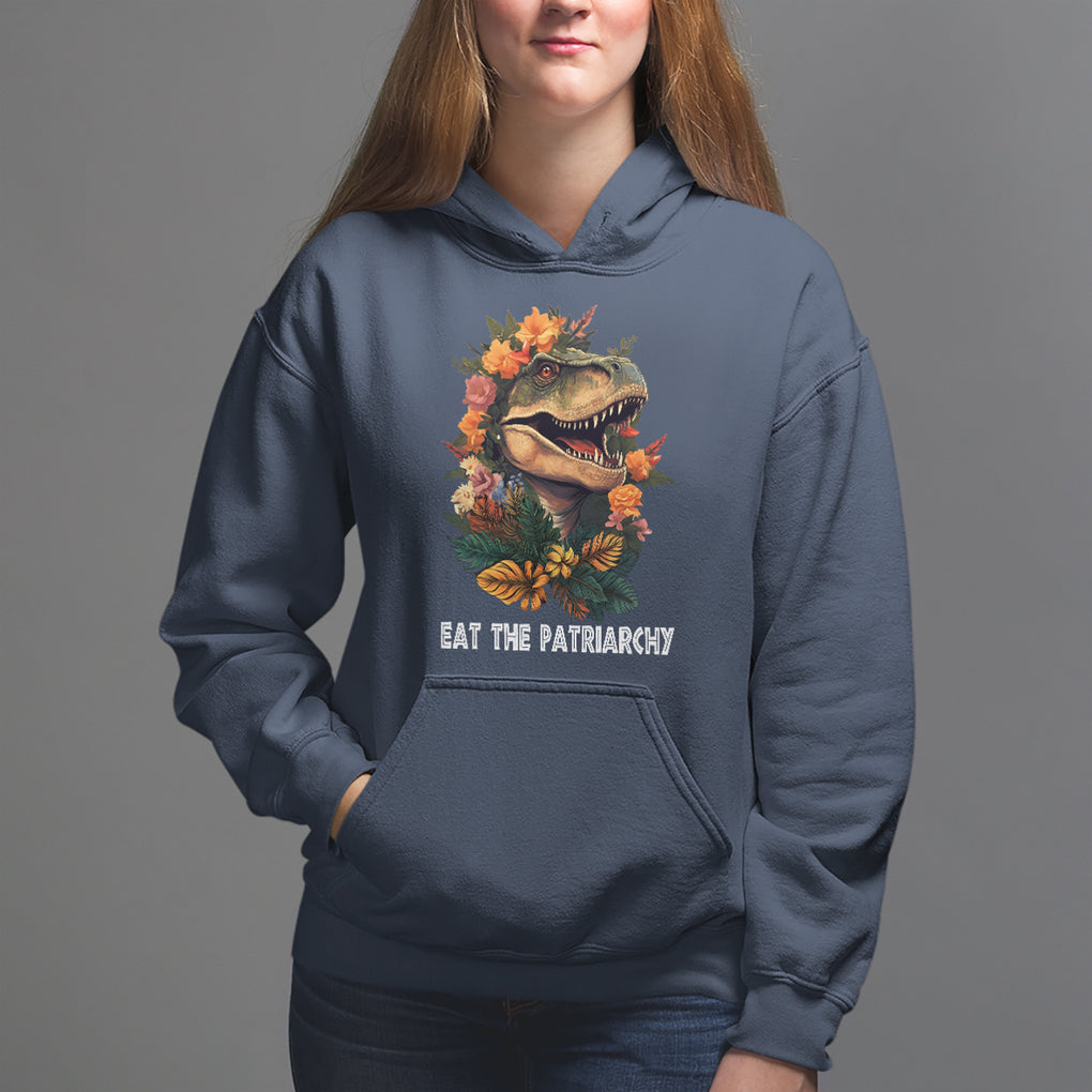 Eat The Patriarchy Feminist Dinosaur Hoodie TS09 Navy Printyourwear