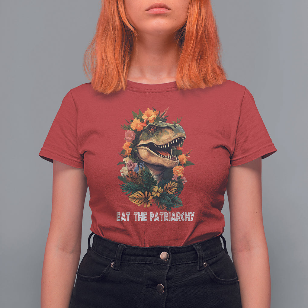 Eat The Patriarchy Feminist Dinosaur T Shirt For Women TS09 Red Printyourwear