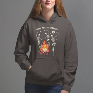 Funny Feminist Hoodie Burn The Patriarchy Skeleton Dancing TS09 Dark Chocolate Printyourwear