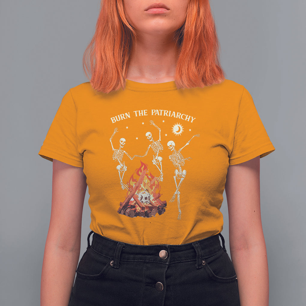 Funny Feminist T Shirt For Women Burn The Patriarchy Skeleton Dancing TS09 Gold Printyourwear