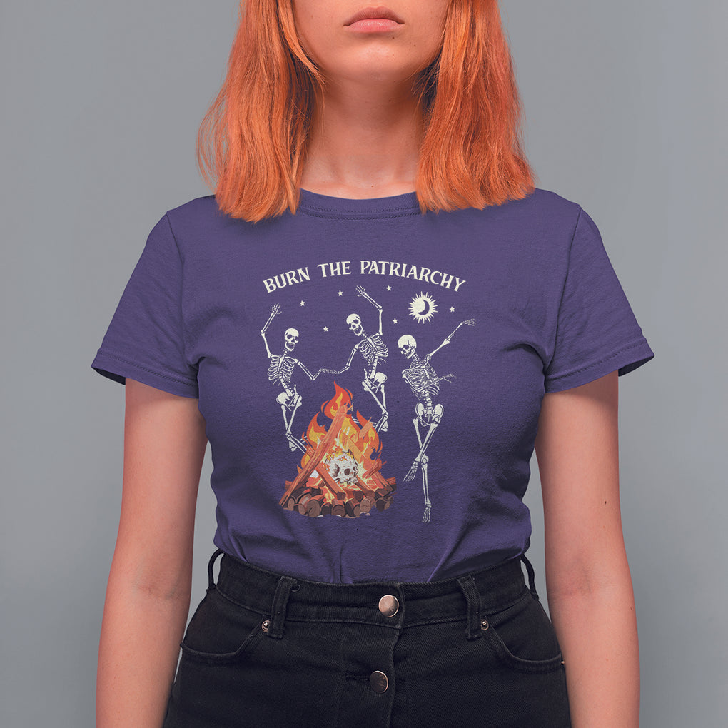 Funny Feminist T Shirt For Women Burn The Patriarchy Skeleton Dancing TS09 Purple Printyourwear