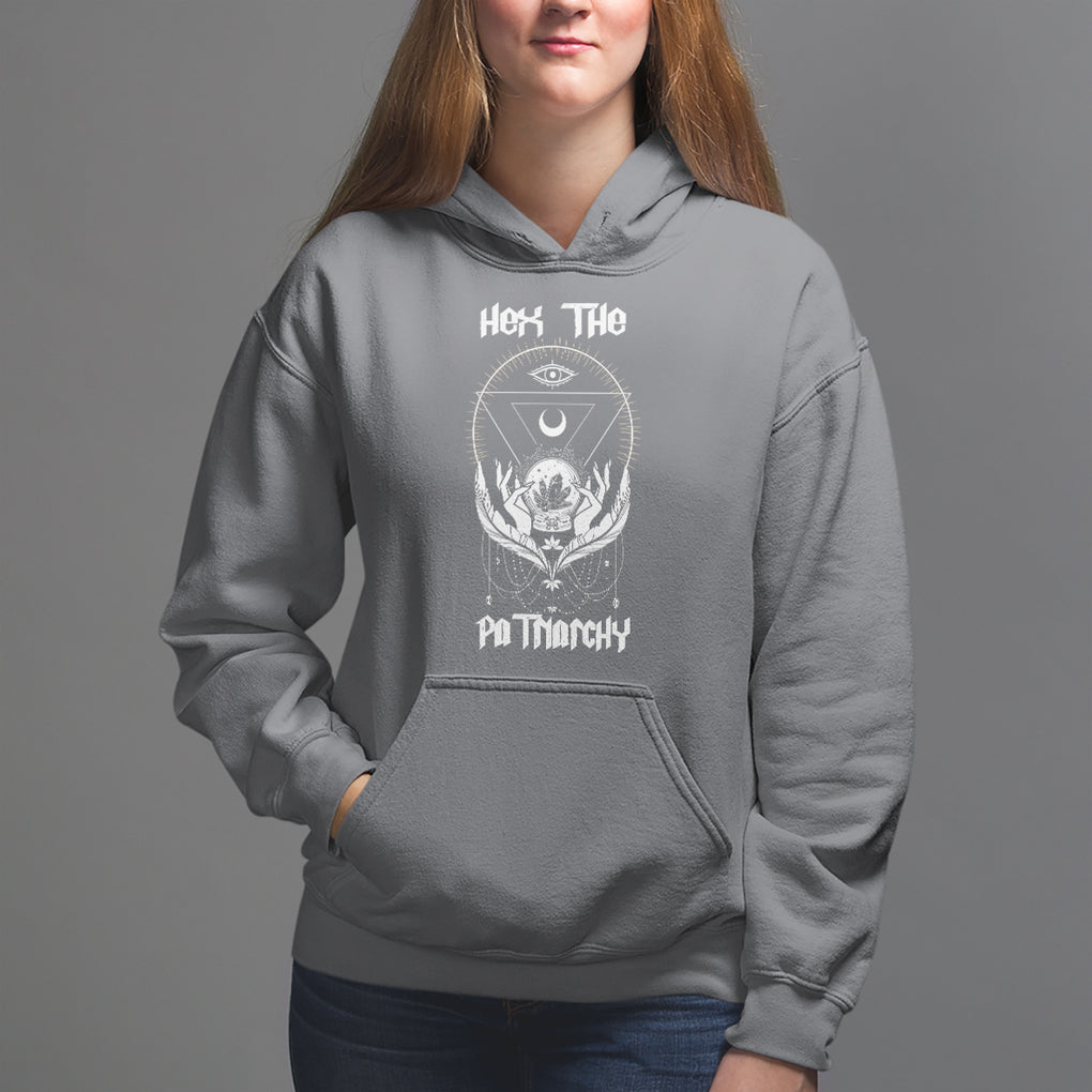 Hex The Patriarchy Feminist Witch Celestial Moon Hoodie TS09 Charcoal Printyourwear