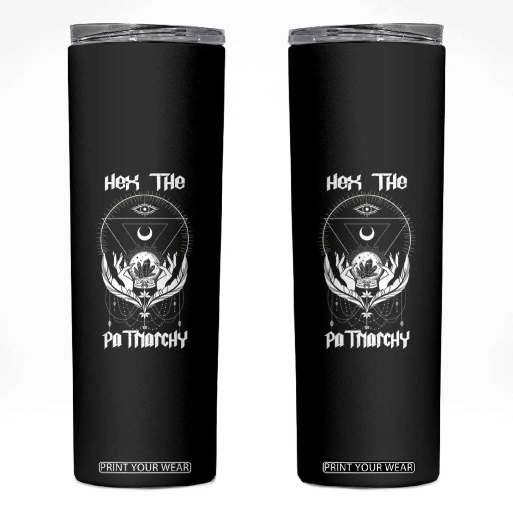 Hex The Patriarchy Feminist Witch Celestial Moon Skinny Tumbler TS09 Black Print Your Wear
