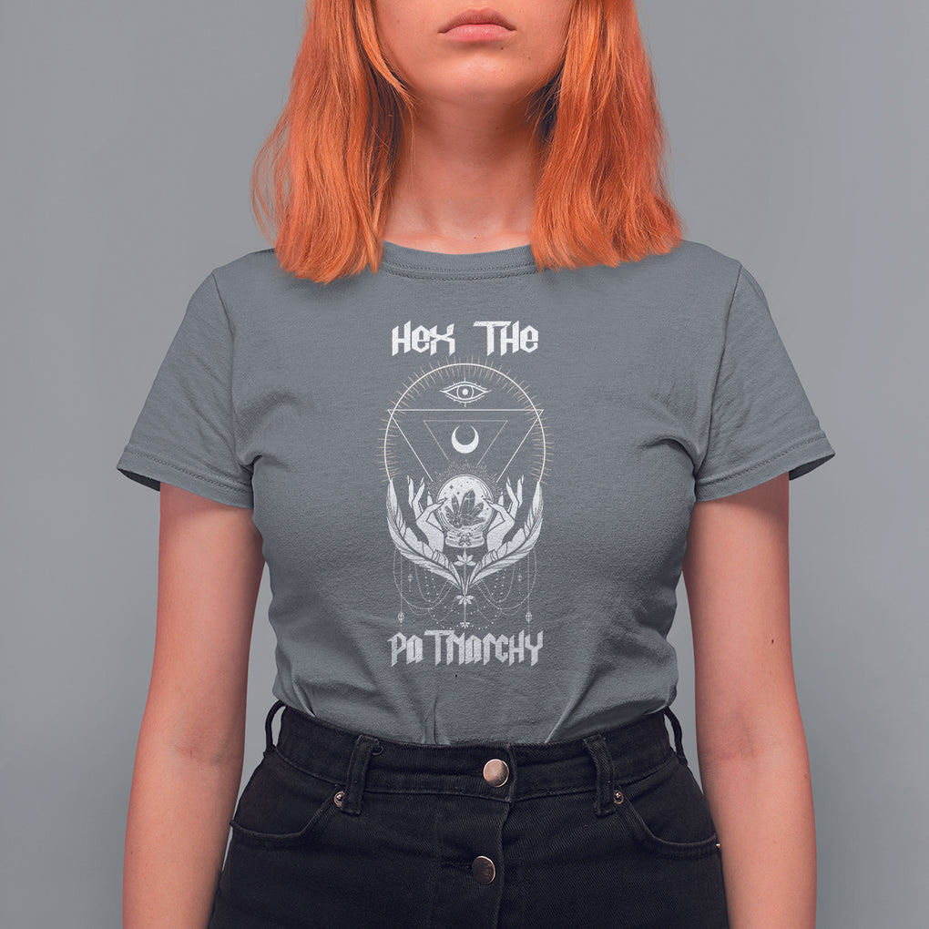 Hex The Patriarchy Feminist Witch Celestial Moon T Shirt For Women TS09 Charcoal Printyourwear