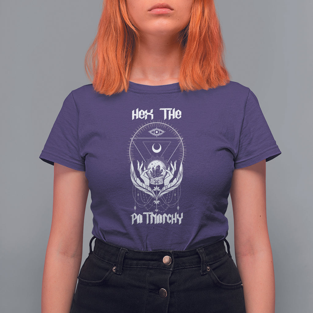 Hex The Patriarchy Feminist Witch Celestial Moon T Shirt For Women TS09 Purple Printyourwear