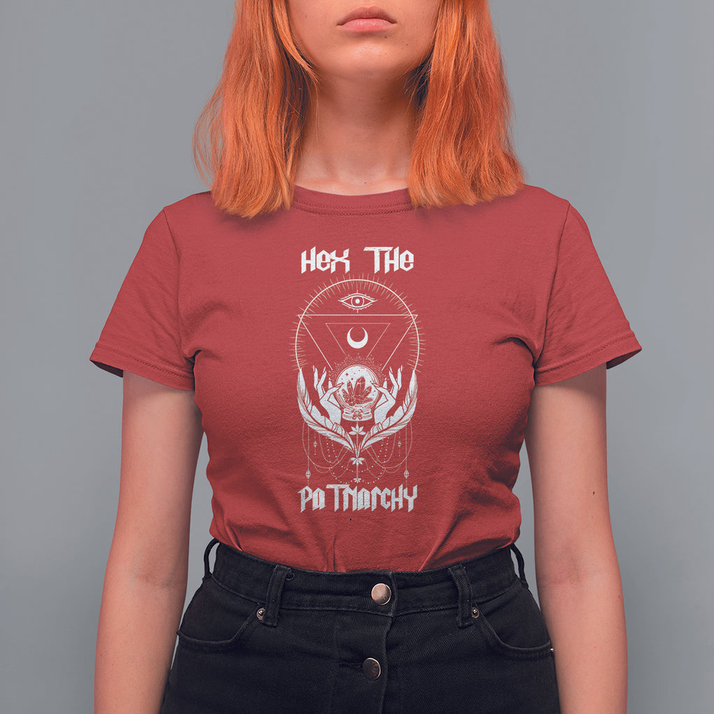 Hex The Patriarchy Feminist Witch Celestial Moon T Shirt For Women TS09 Red Printyourwear