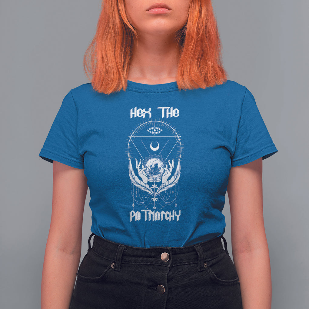 Hex The Patriarchy Feminist Witch Celestial Moon T Shirt For Women TS09 Royal Blue Printyourwear