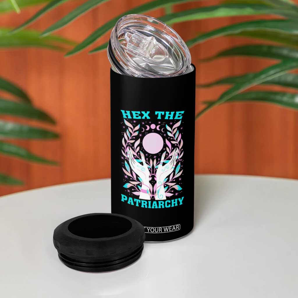 Feminist Witch 4 in 1 Can Cooler Tumbler Hex The Patriarchy Celestial Moon TS09 Print Your Wear