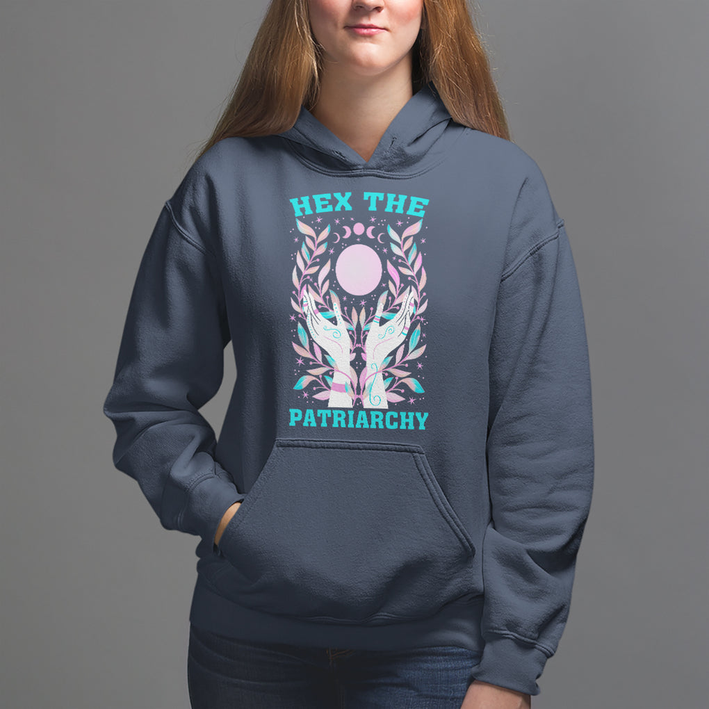 Feminist Witch Hoodie Hex The Patriarchy Celestial Moon TS09 Navy Printyourwear
