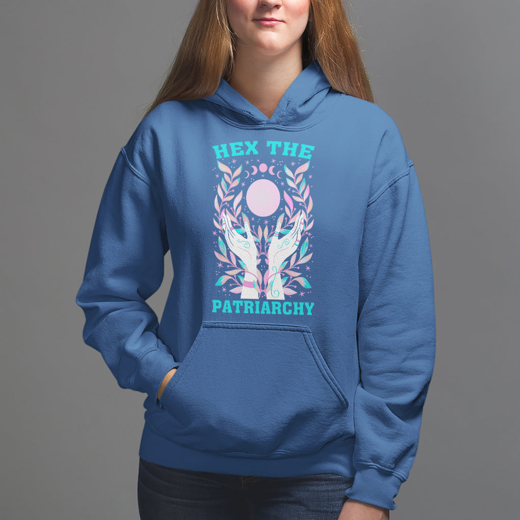 Feminist Witch Hoodie Hex The Patriarchy Celestial Moon TS09 Royal Blue Printyourwear