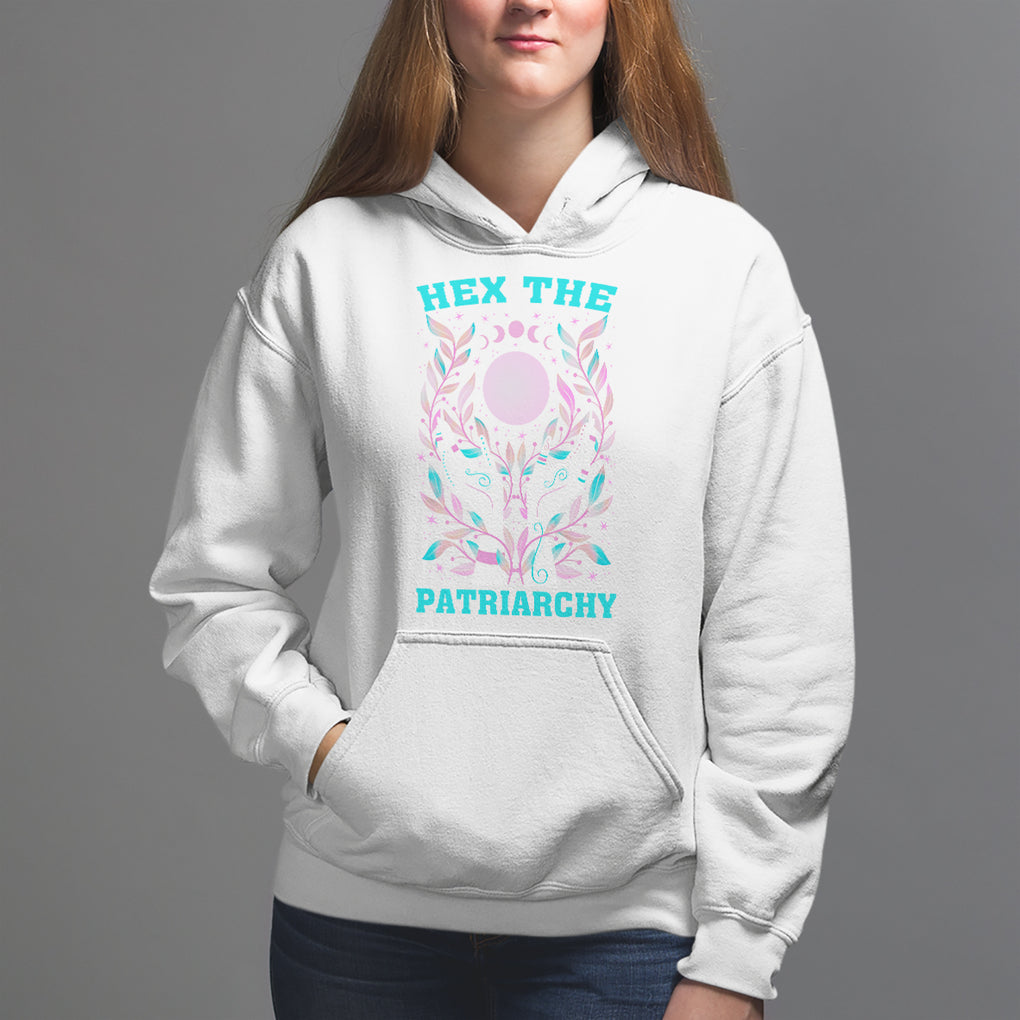 Feminist Witch Hoodie Hex The Patriarchy Celestial Moon TS09 White Printyourwear