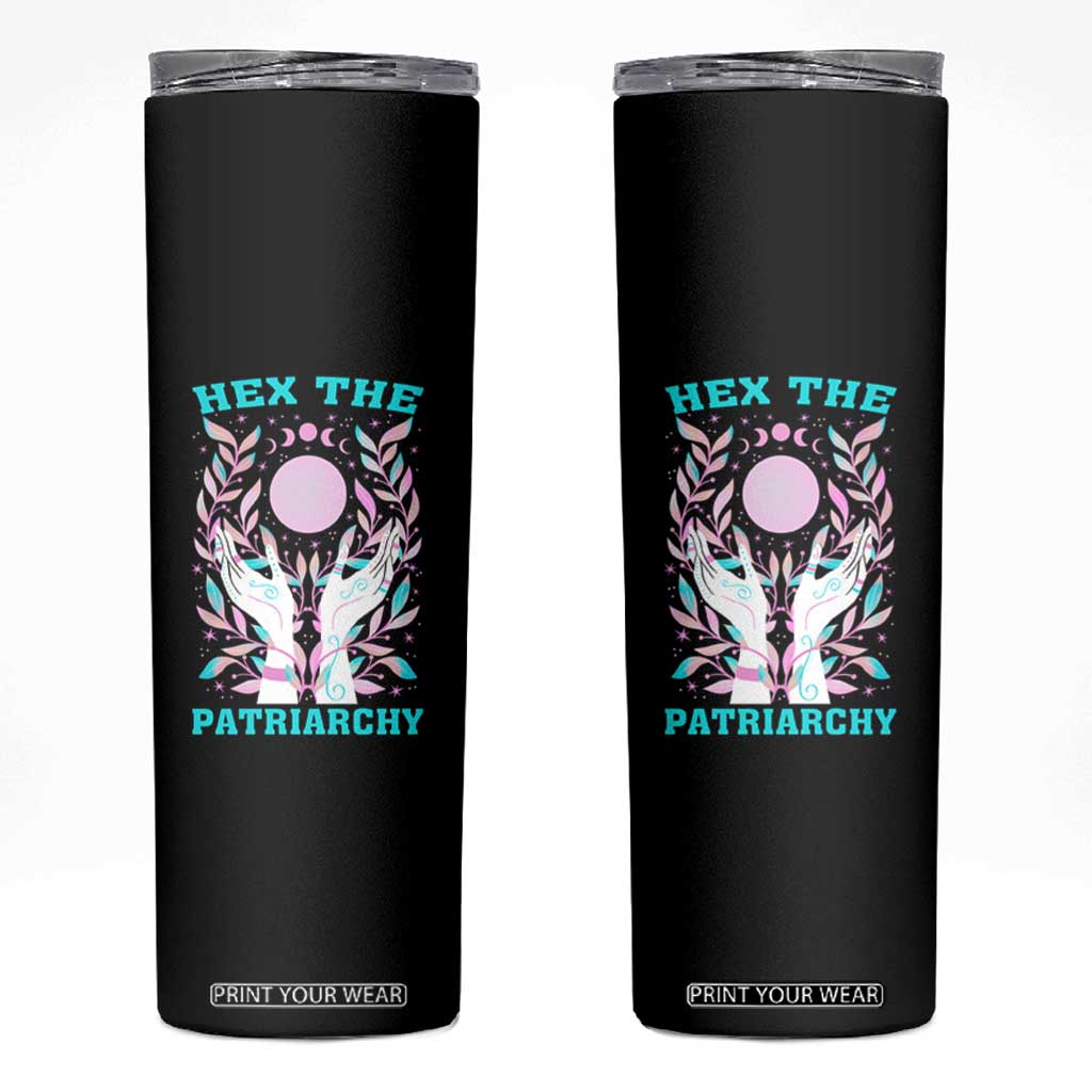 Feminist Witch Skinny Tumbler Hex The Patriarchy Celestial Moon TS09 Black Print Your Wear