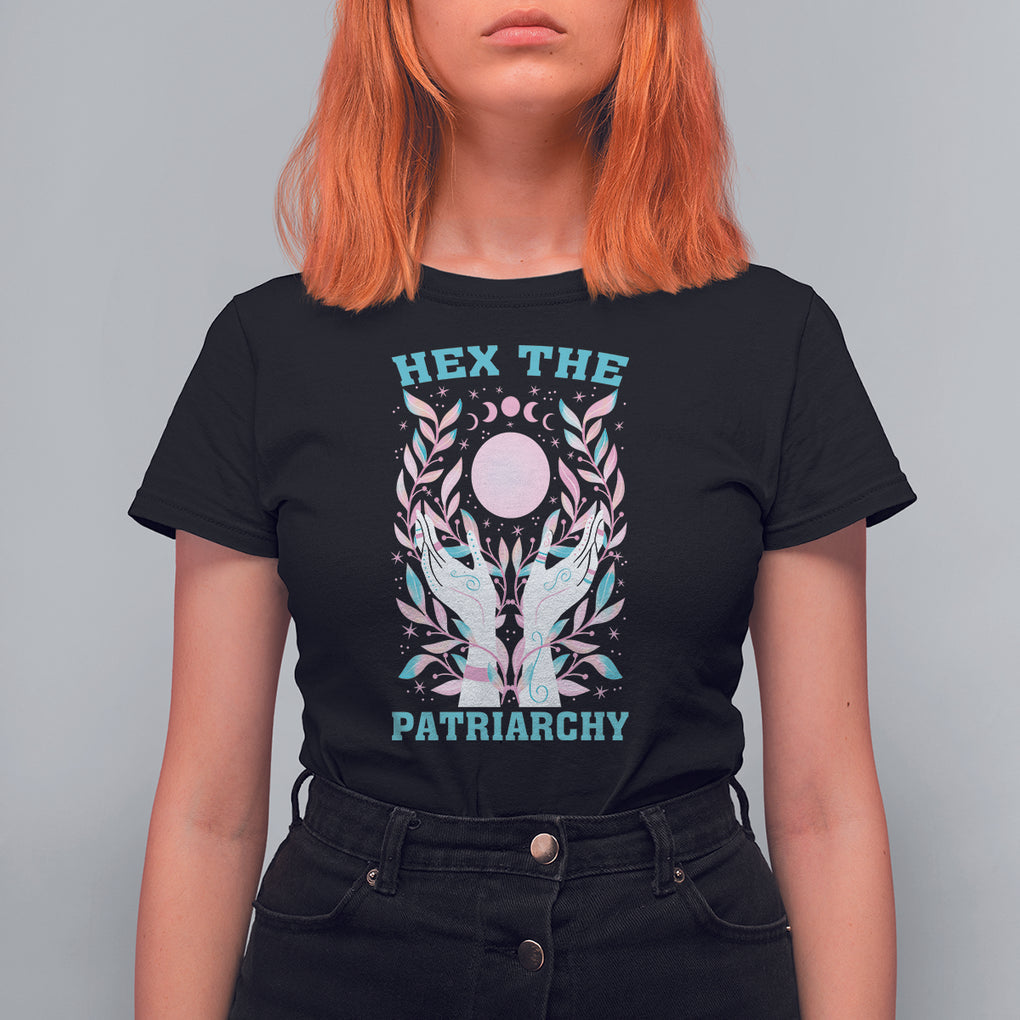Feminist Witch T Shirt For Women Hex The Patriarchy Celestial Moon TS09 Black Printyourwear